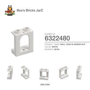 6322480-WALL 1X2X2 W. BOWED SLIT-White