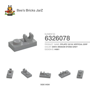 6326078-PLATE 1X2 W. VERTICAL GRIP-Medium Stone Grey