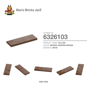 6326103-FLAT TILE 2X6-Reddish Brown