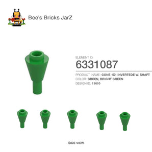 6331087-CONE 1X1 INVERTEDE W. SHAFT-Bright Green