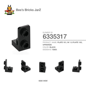 6335317-PLATE 1X1, W/ 1.5 PLATE 1X2, UPWARDS-Black