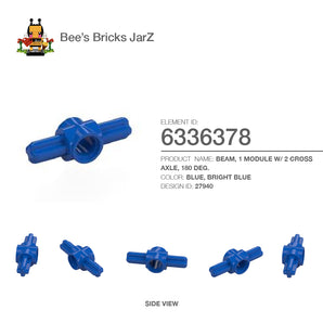 6336378-BEAM, 1 MODULE W/ 2 CROSS AXLE, 180 DEG.-Bright Blue