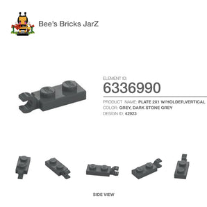 6336990-PLATE 2X1 W/HOLDER,VERTICAL-Dark Stone Grey