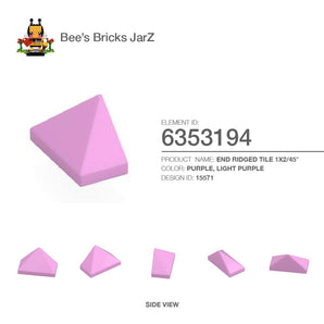 6353194-END RIDGED TILE 1X2/45°-Light Purple