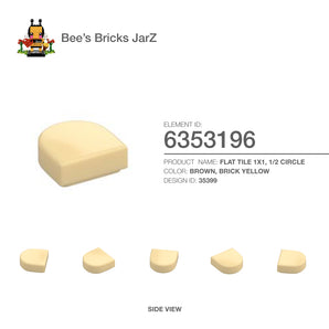 6353196-FLAT TILE 1X1, 1/2 CIRCLE-Brick Yellow