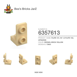 6357613-PLATE 1X1, W/ 1.5 PLATE 1X2, UPWARDS-Brick Yellow