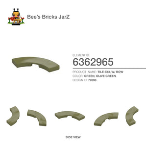 6362965-TILE 3X3, W/ BOW-Olive Green