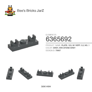 6365692-PLATE, 1X3, W/ VERT. 3.2, NO. 1-Dark Stone Grey