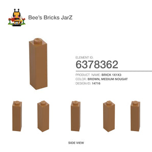 6378362-BRICK 1X1X3-Medium Nougat