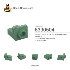 6390504-PLATE 1X1, W/ 1.5 PLATE 1X1, UPWARDS-Sand Green
