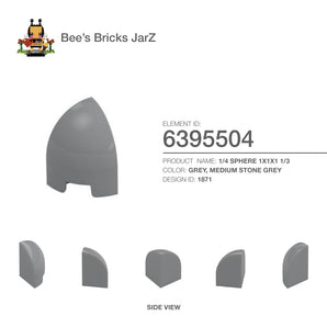 6395504-1/4 SPHERE 1X1X1 1/3-Medium Stone Grey