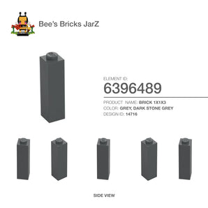 6396489-BRICK 1X1X3-Dark Stone Grey