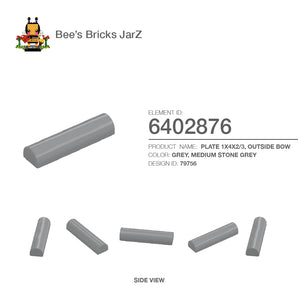 6402876-PLATE 1X4X2/3, OUTSIDE BOW-Medium Stone Grey