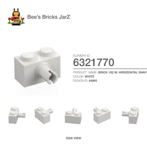 6406522-BRICK 1X2 W. HORIZONTAL SNAP-White