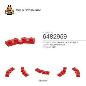 6416443-HINGE PLATE 1X2, NO. 2-Bright Red