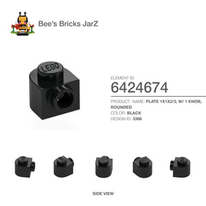 6424674-PLATE 1X1X2/3, W/ 1 KNOB, ROUNDED-Black