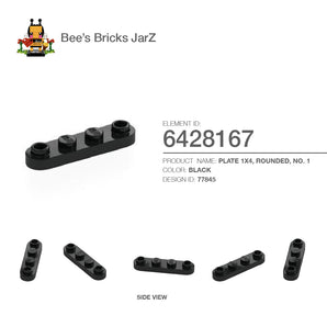 6428167-PLATE 1X4, ROUNDED, NO. 1-Black