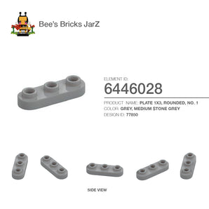 6446028-PLATE 1X3, ROUNDED, NO. 1-Medium Stone Grey