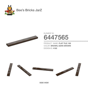 6447565-FLAT TILE 1X8-Dark Brown