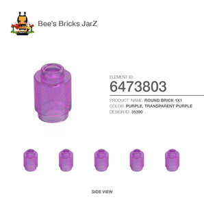 6473803-ROUND BRICK 1X1-Transparent Medium Violet W/ Opalescence