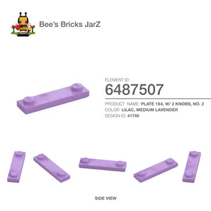 6487507-PLATE 1X4, W/ 2 KNOBS, NO. 2-Medium Lavender