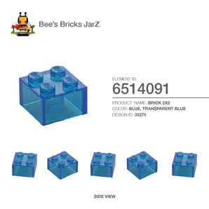 6514091-BRICK 2X2-Transparent Blue